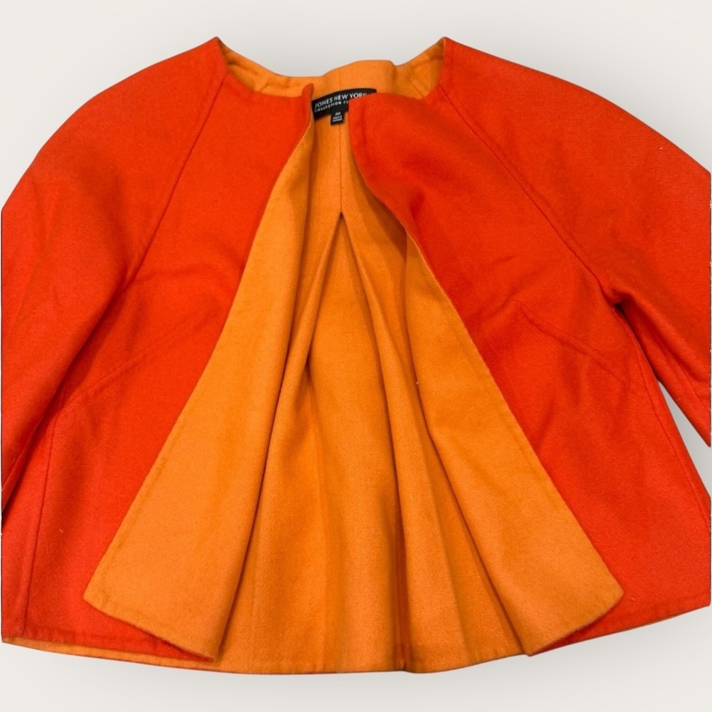 Jones New York Collection Petite Wool Blend Swing Jacket PP Orange 54050